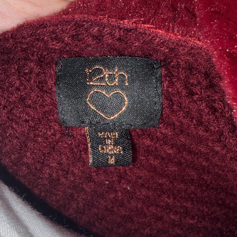 Burgundy Faux Fur and Knit Sweater Coat - Picture 12 of 16